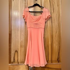 Suzi Chin Silk Dress, Flutter Sleeves Pleated Bodice EUC, 6P, for Maggy Boutique